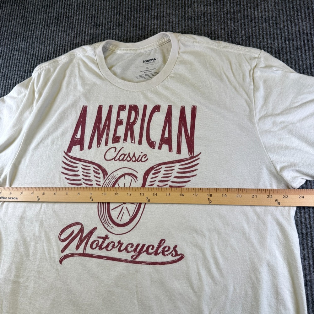 Sonoma Goods for Life American Classic Motorcycles Graphic T-Shirt Mens XL Cream - Picture 4 of 7